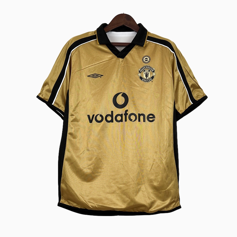 Manchester United Retro 01-02 100th Anniversary Special Edition Jersey - Gold - JerseysGala