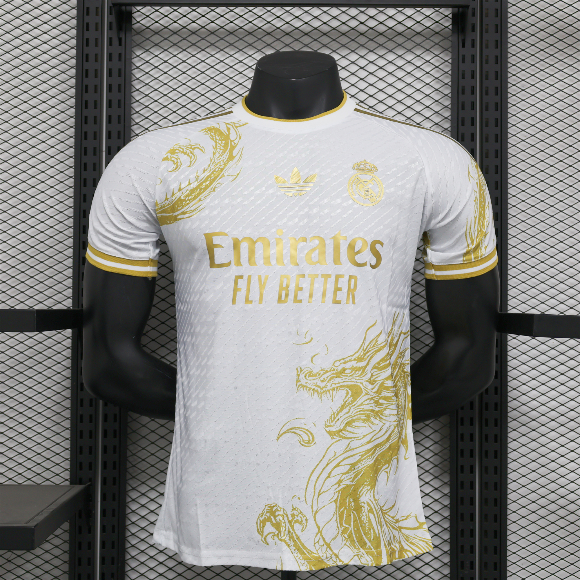 Real Madrid 24-25 Gold Dragons Pattern White Special Edition Jersey - Player Version - JerseysGala