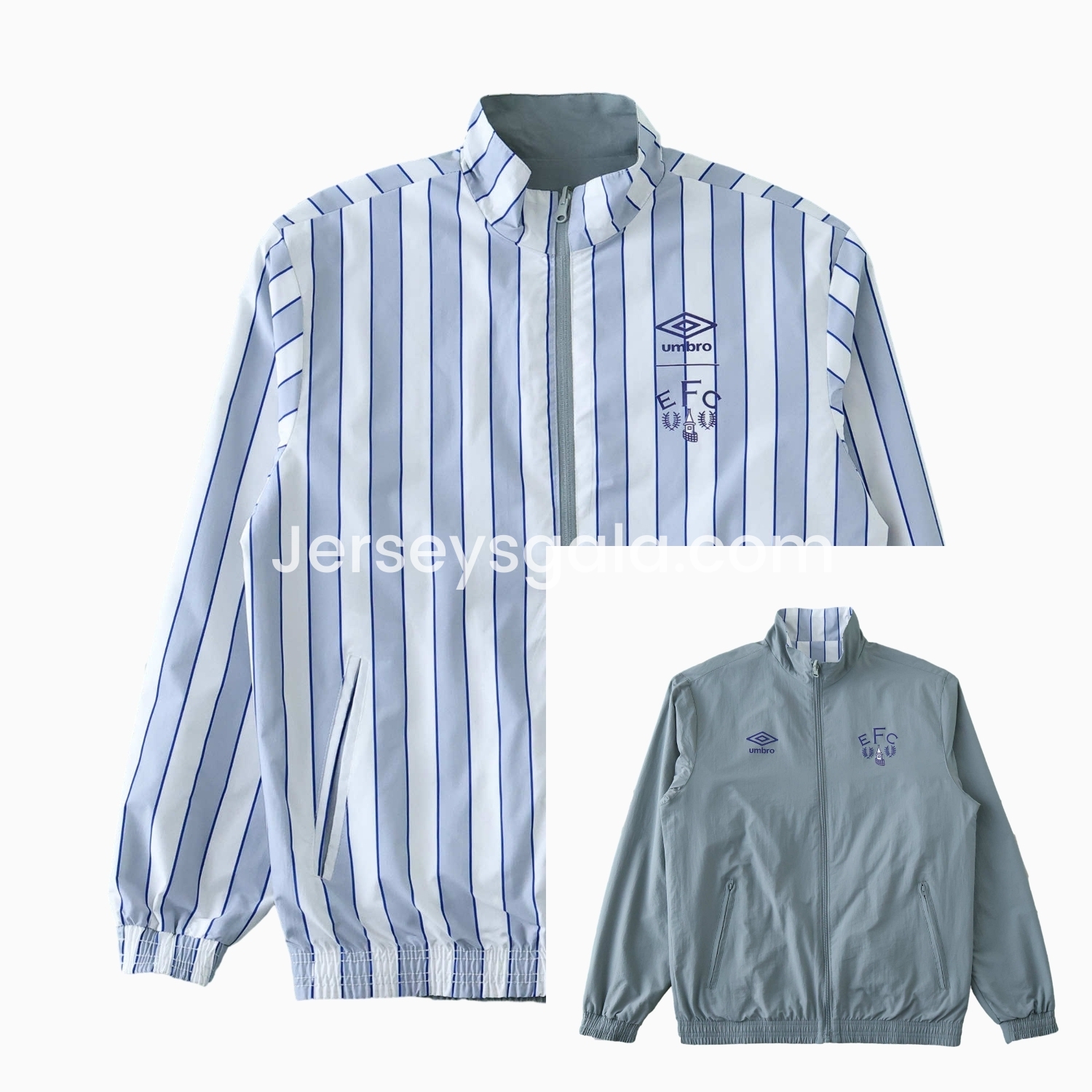 Everton 1988-89 Retro Style Double Sided Reversible Windbreaker - White & Grey - JerseysGala