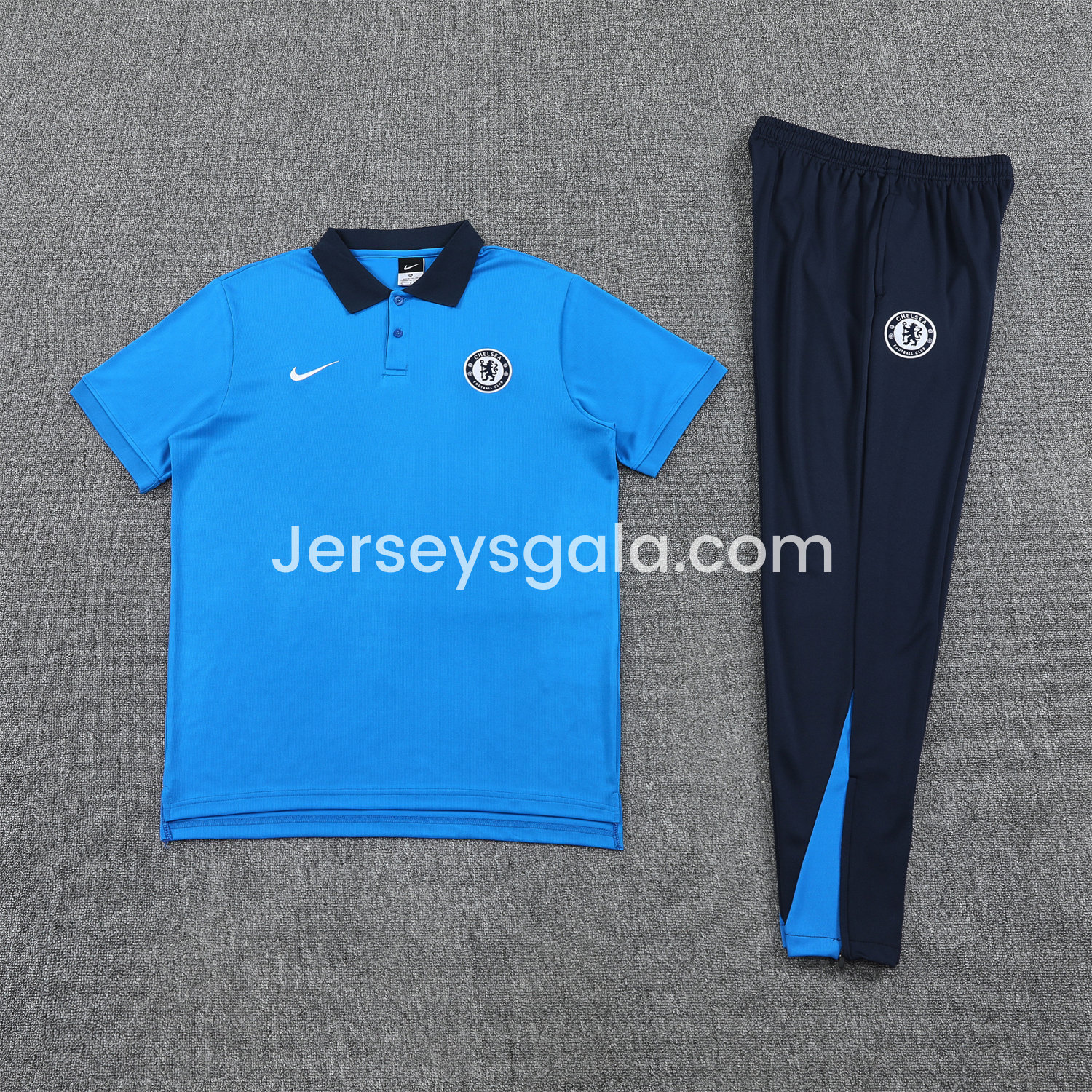 C.H.E.L.S.E.A 25-26 POLO Short-Sleeve Training Set - Blue Top and Deep Blue Pants - JerseysGala
