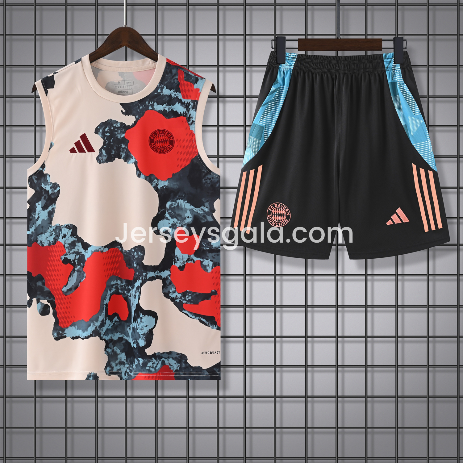 Bayern Munich 24-25 Pre-Match Vest Training Set - CamouflageTop & Black Shorts - JerseysGala