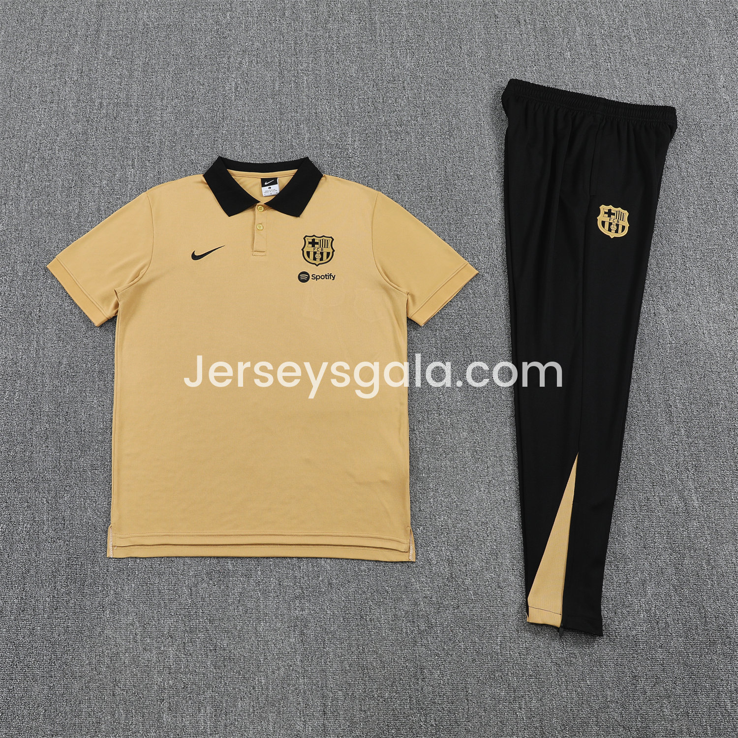 B.A.R.S.A 25-26 POLO Short-Sleeve Training Set - Light Brown Top and Black Pants - JerseysGala