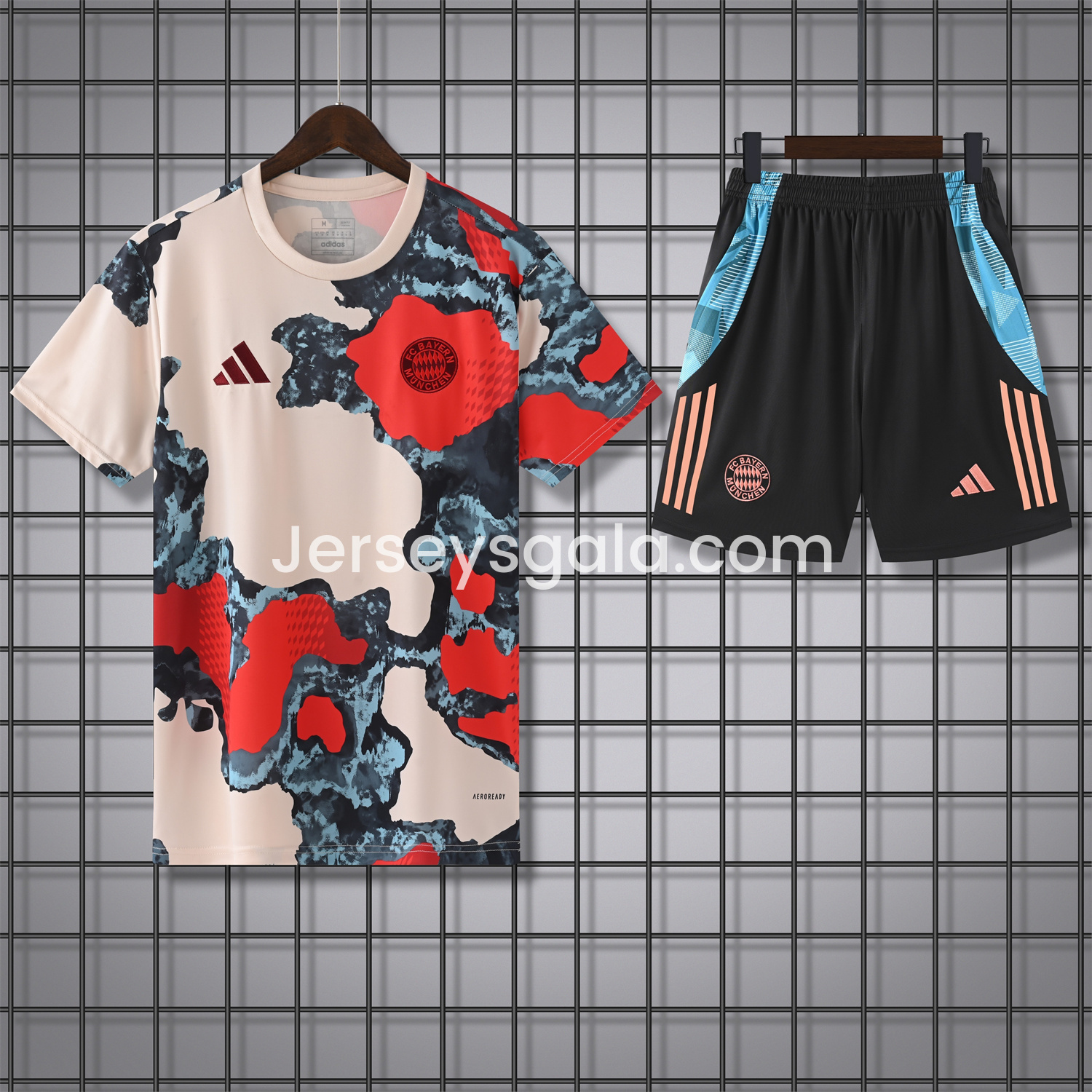 Bayern Munich 24-25 Pre-Match Short-Sleeve Training Set - CamouflageTop & Black Shorts - JerseysGala