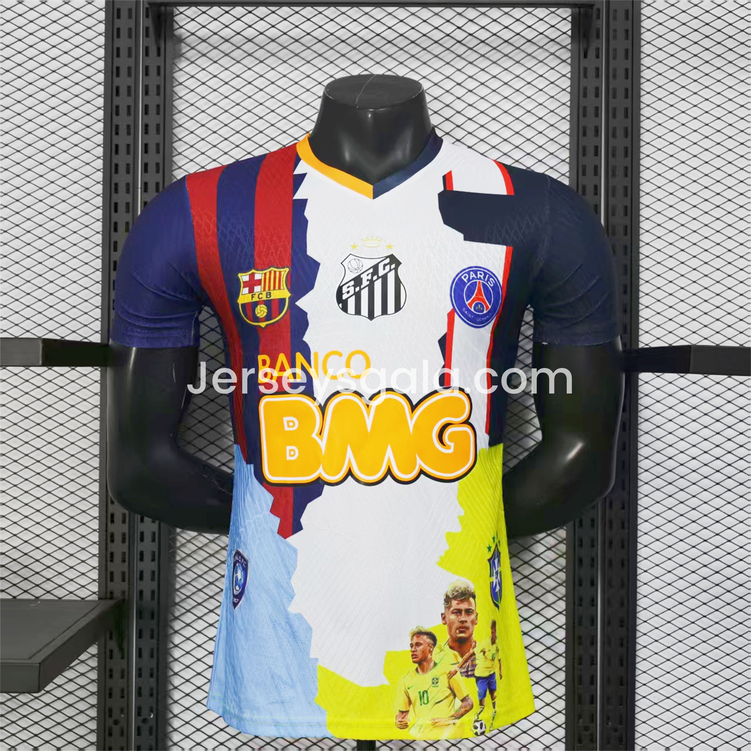 Neymar Career Commemorative Jersey - Player Version - B.A.R.S.A Brazil Paris Saint-Germain PSG Santos Al Hilal SFC - JerseysGala
