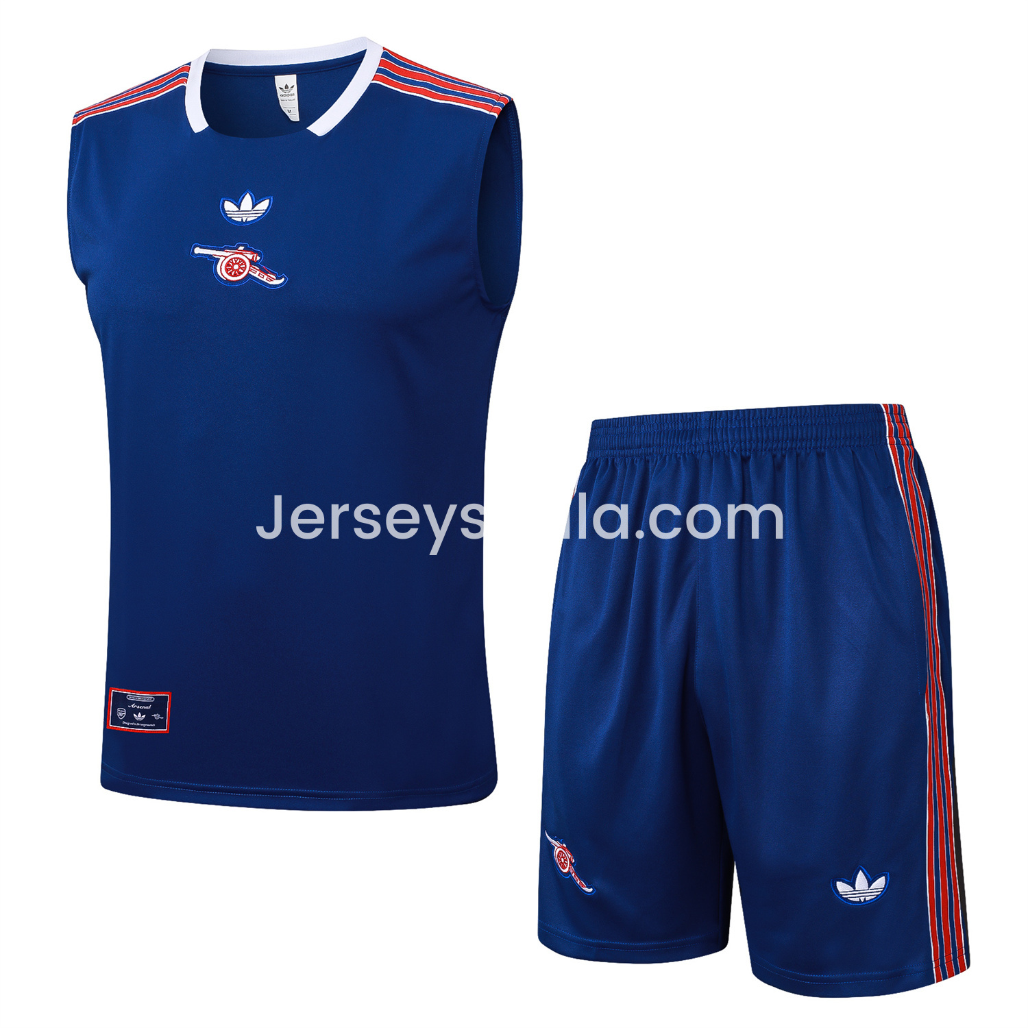 Arsenal 25-26 Throwback Trefoil Vest Training Set - Royal Blue Vest and Shorts - JerseysGala