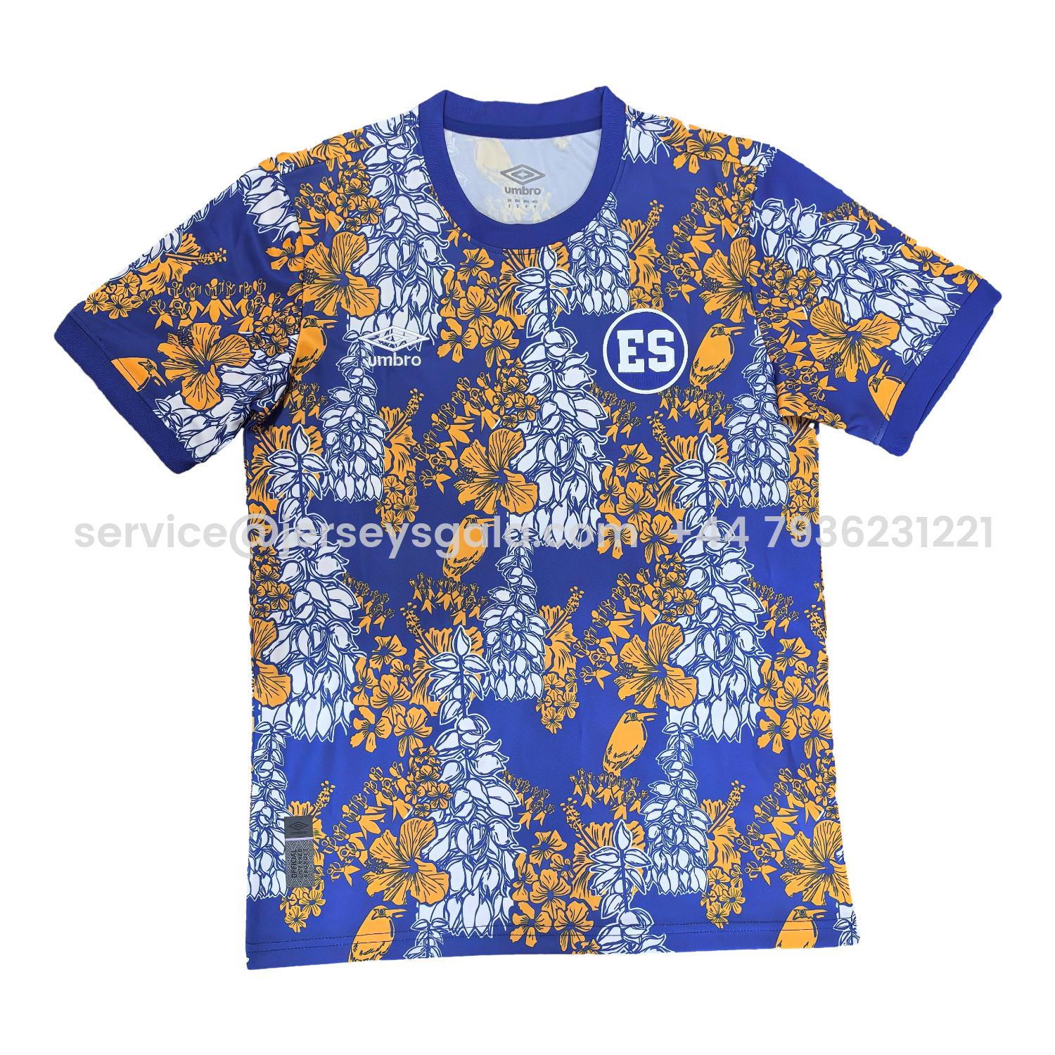 El Salvador 25-26 Blue Pre-Match Training Jersey with Yellow and White Flower Pattern - Fans Version - JerseysGala