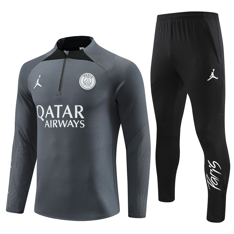 Paris Saint-Germain PSG 23-24 Long Sleeve Training Set -Deep Gray - JerseysGala