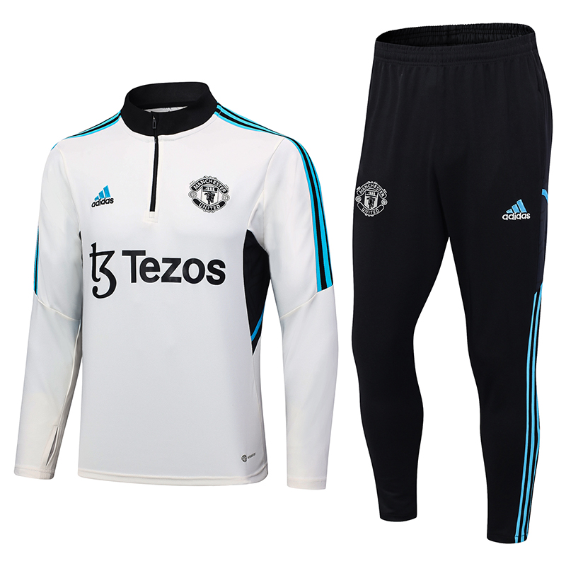 Manchester United 23-24 Kids Long Sleeve Training Set Off-White - JerseysGala