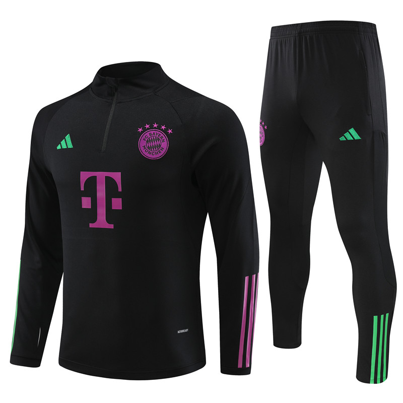 Bayern Munich 23-24 Long Sleeve Training Set -Black and Purple - JerseysGala
