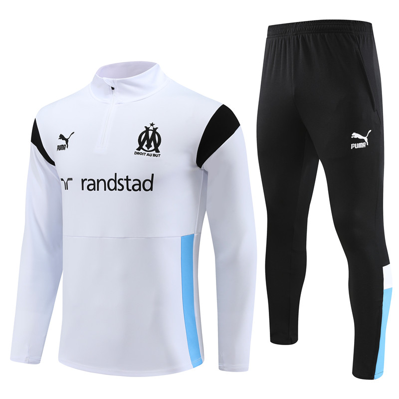 Marseille 23-24 Long Sleeve Training Set 23-24 Kids Long Sleeve Training Set White - JerseysGala