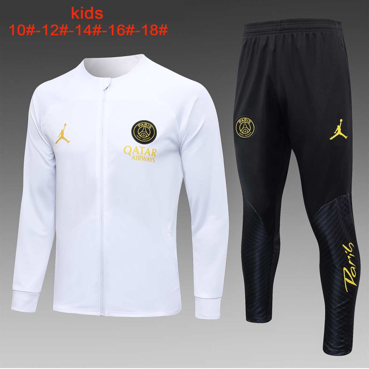 Paris Saint-Germain PSG 23-24 Kids Jacket Training Tracksuit - White - JerseysGala