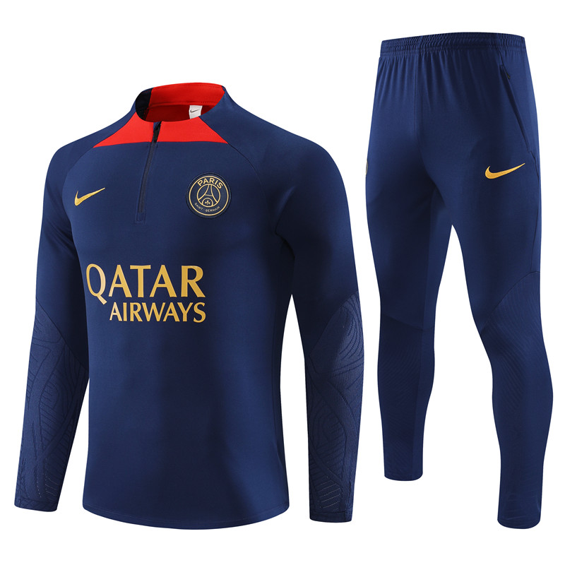 Paris Saint-Germain PSG 23-24 Kids Long Sleeve Training Set Royal Blue - JerseysGala