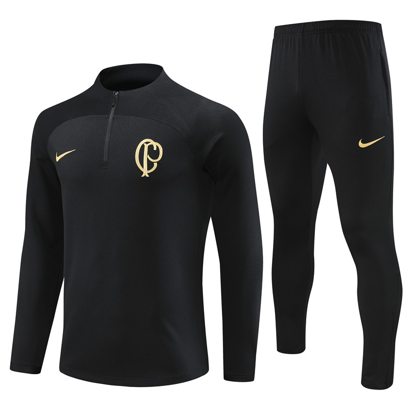 Sport Club Corinthians Paulista 23-24 Long Sleeve Training Set -Black - JerseysGala