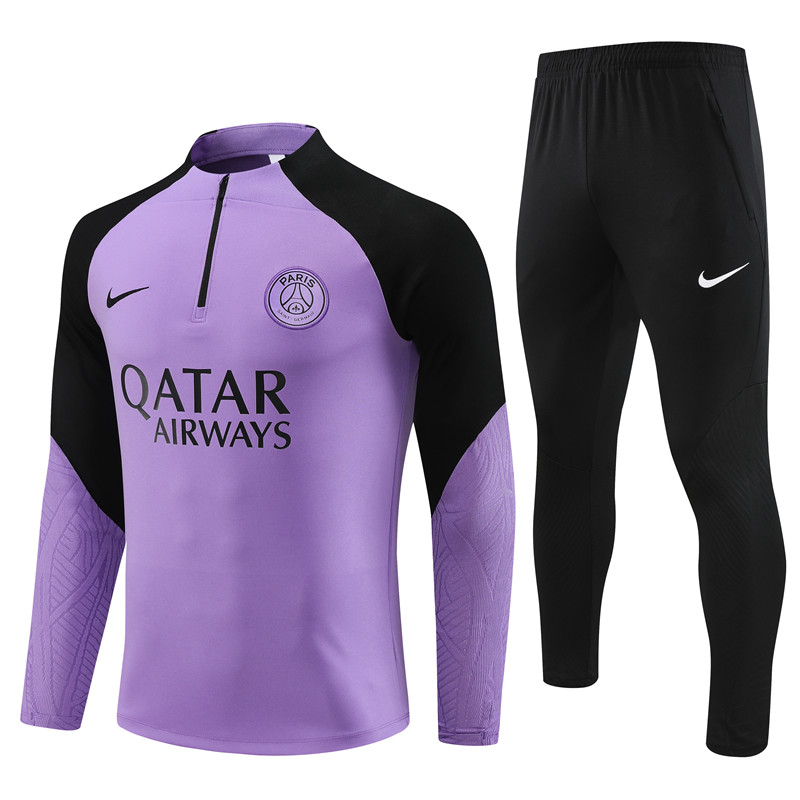Paris Saint-Germain PSG 23-24 Kids Long Sleeve Training Set Purple - JerseysGala
