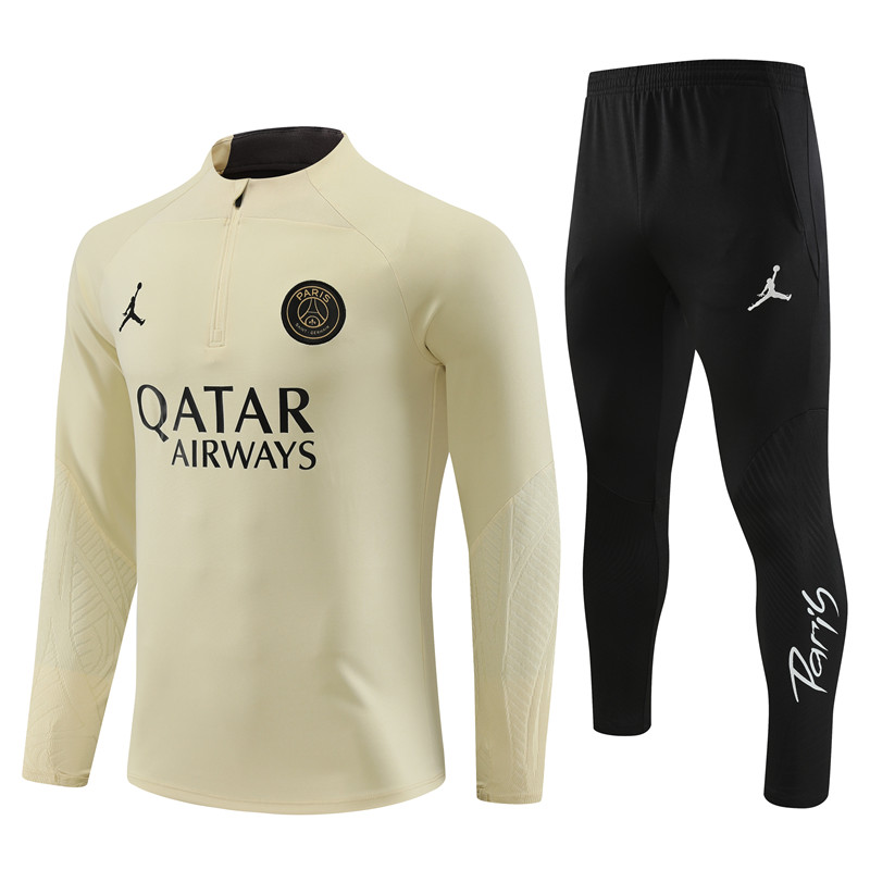 Paris Saint-Germain PSG 23-24 Long Sleeve Training Set -Beige - JerseysGala