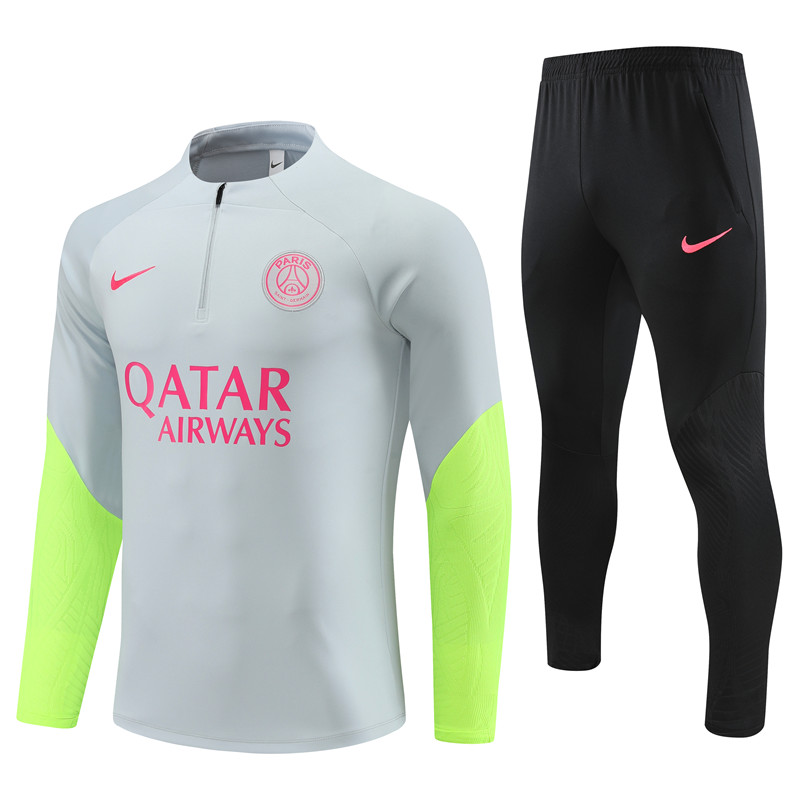 Paris Saint-Germain PSG 23-24 Long Sleeve Training Set -Light Grey - JerseysGala