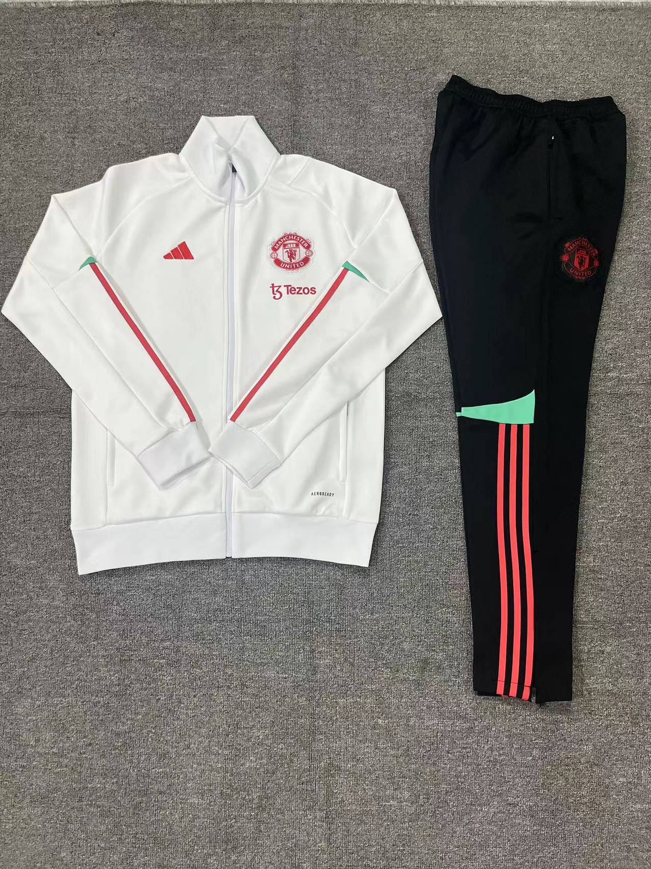 Manchester United 23-24 Kids Jacket Training Tracksuit - White - JerseysGala
