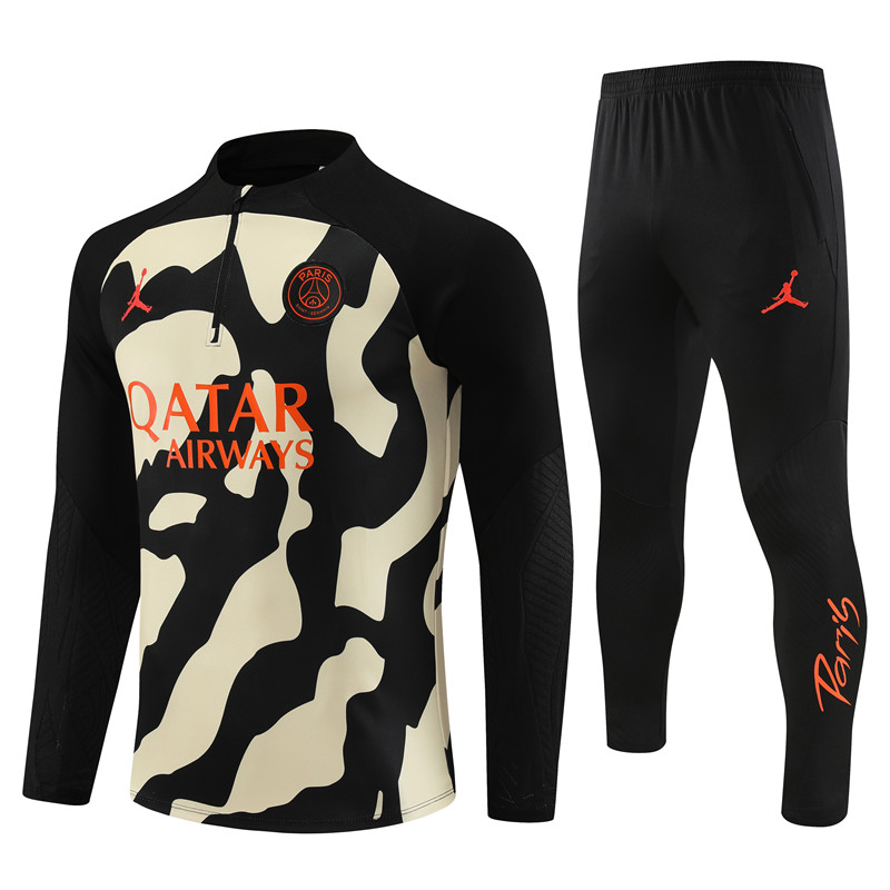 Paris Saint-Germain PSG 23-24 Kids Long Sleeve Training Set Yellow and Black - JerseysGala