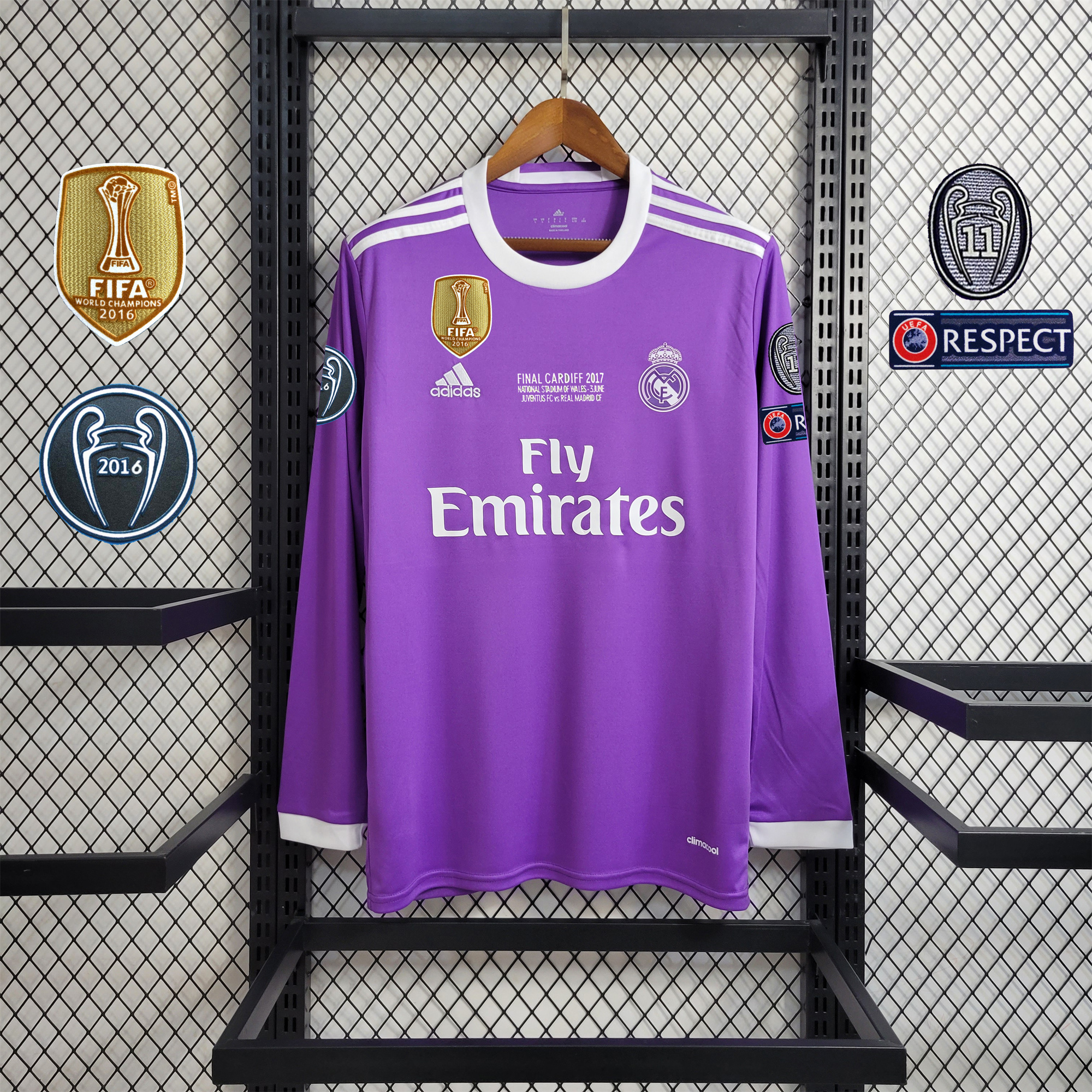 Real Madrid Retro 16-17 Away Long Sleeve Jersey - Champions League Final Version - JerseysGala