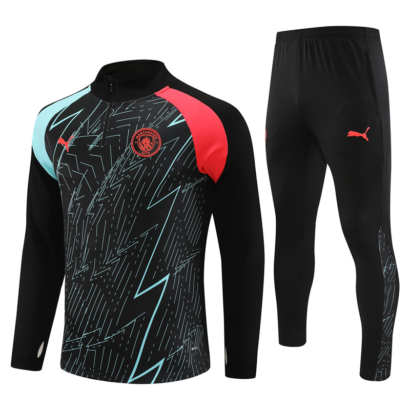 Manchester City23-24 Kids Long Sleeve Training Set Black Camouflage - JerseysGala