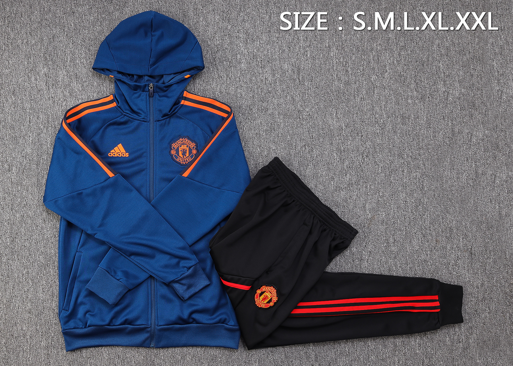 Manchester United 23-24 Hoodie Jacket Training Tracksuit -Blue - JerseysGala