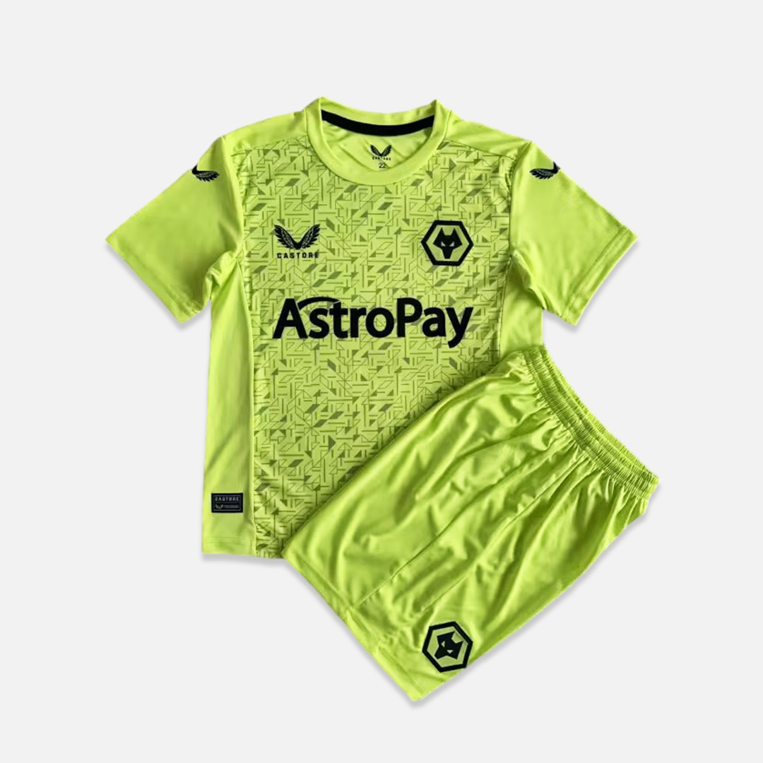 Wolverhampton Wanderers Wolves 23-24 Green Goalkeeper GK Kids Kit - JerseysGala