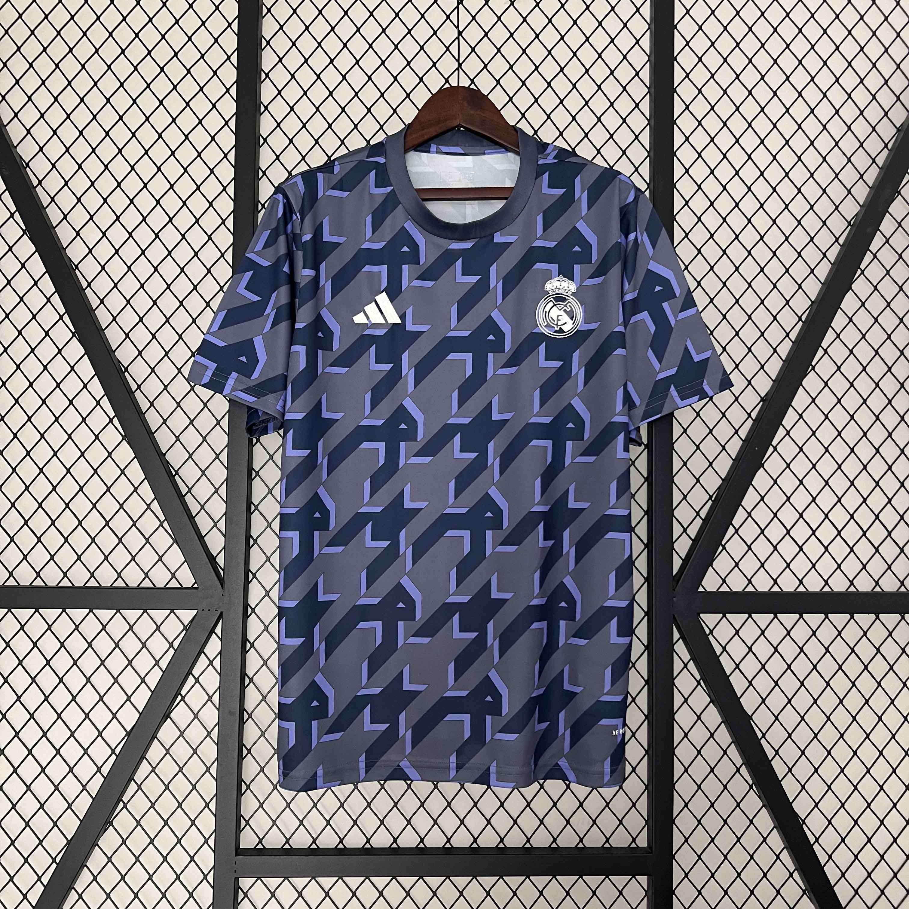 Real Madrid 23-24 Houndstooth Pattern Pre-match Jersey - Fans Version - JerseysGala