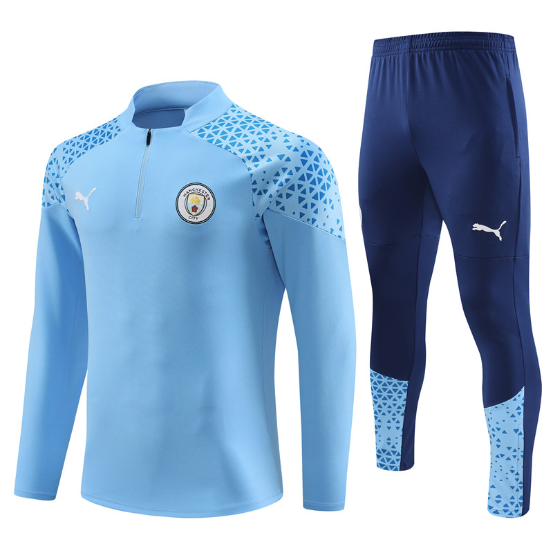 Manchester City 23-24 Kids Long Sleeve Training Set Light Blue - JerseysGala
