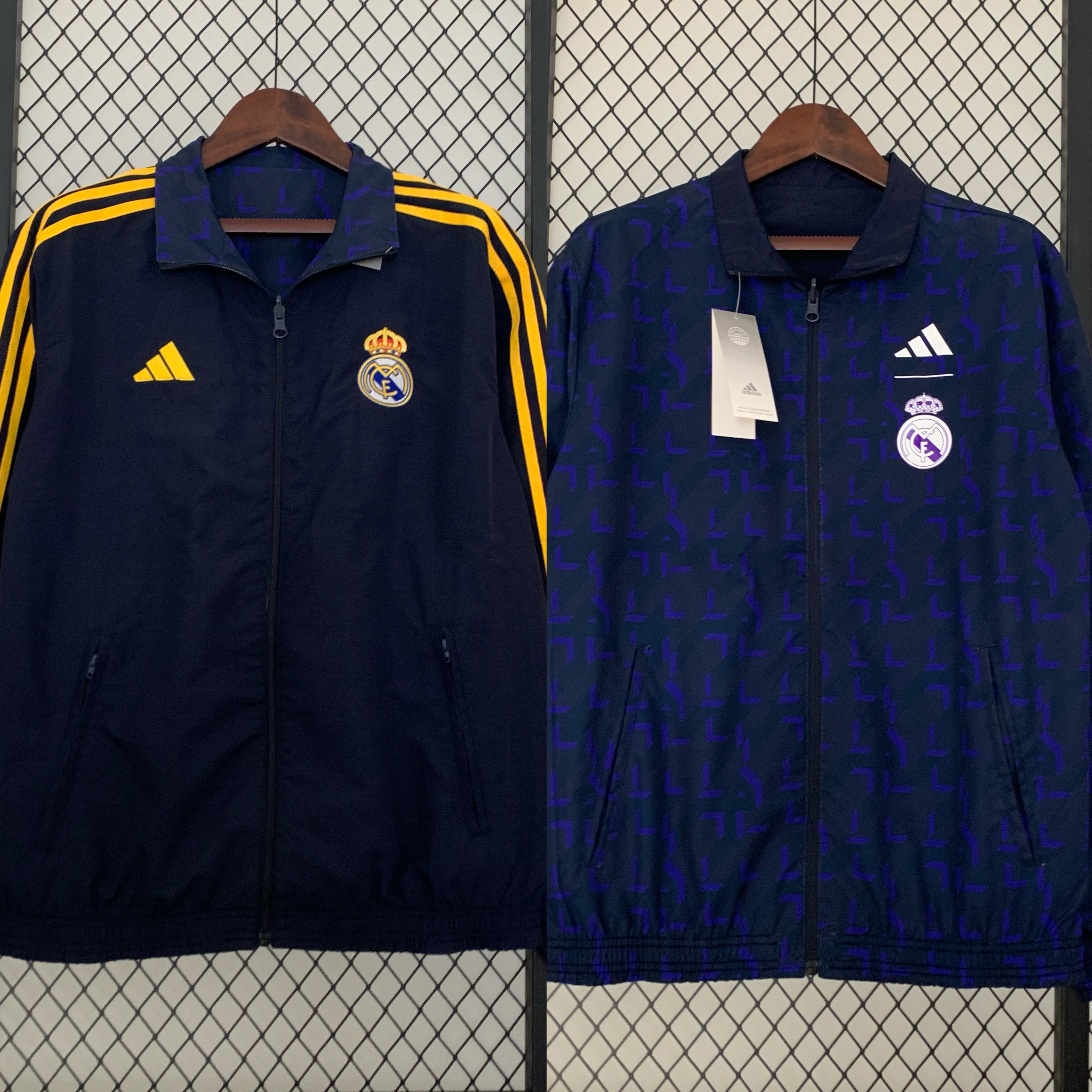 Real Madrid 23-24 Houndstooth Pattern Limited Edition Player Reversible Windbreaker - JerseysGala