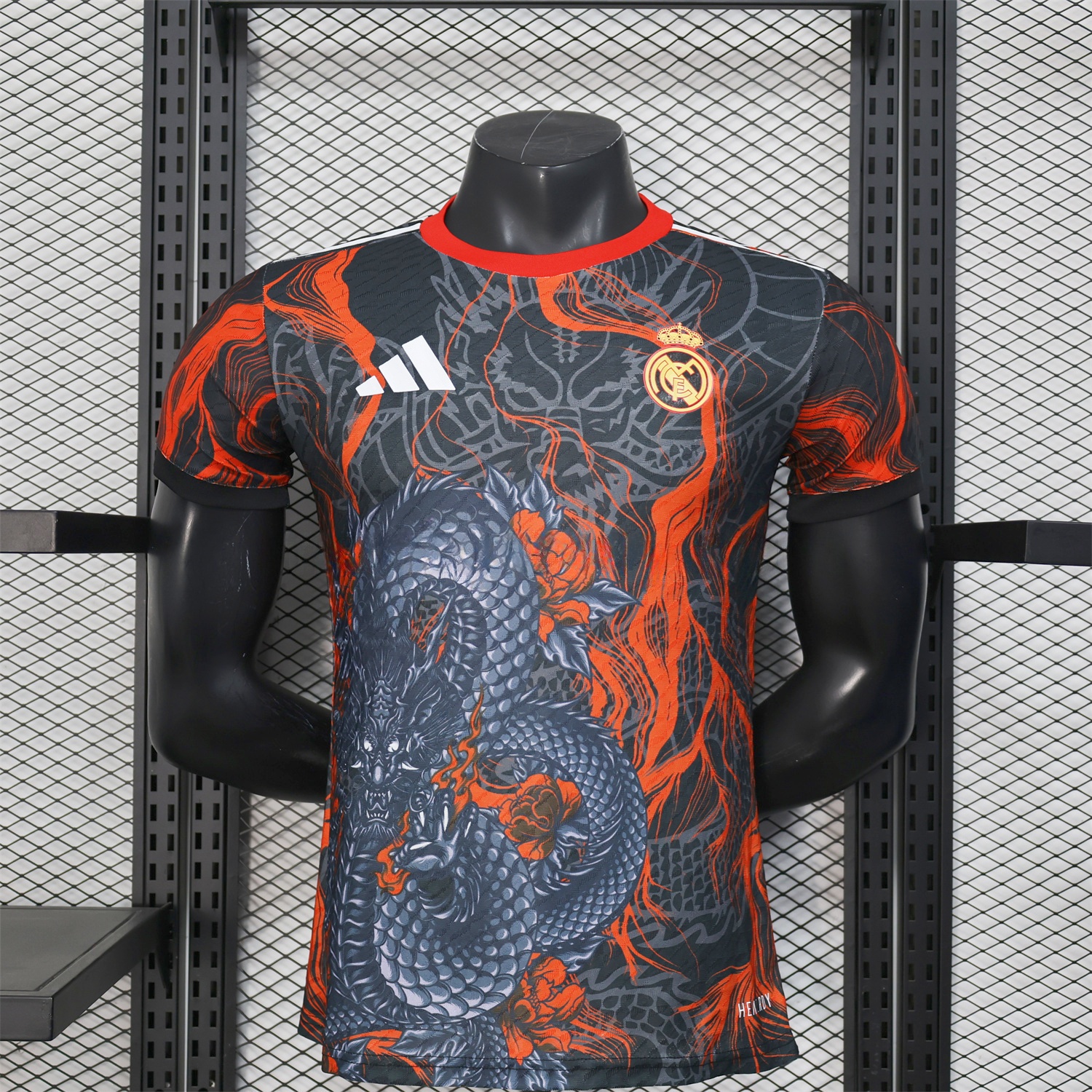 Real Madrid 25-26 Grey Chinese Loong and Red Fire Black Jersey - Player Version - JerseysGala