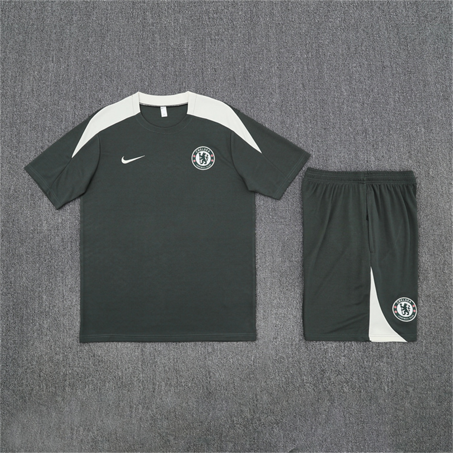 C.H.E.L.S.E.A 25-26 Kids Short-Sleeve Training Set - Army Green Top & Army Green Shorts - JerseysGala