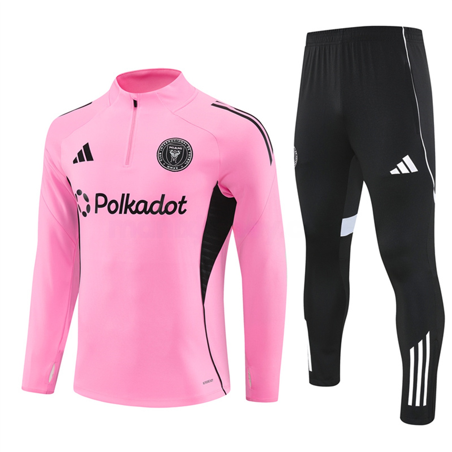 INT M.A.M 25-26 Long Sleeves Training with Black Sponsors Set - Pink Top & Black Pants - JerseysGala