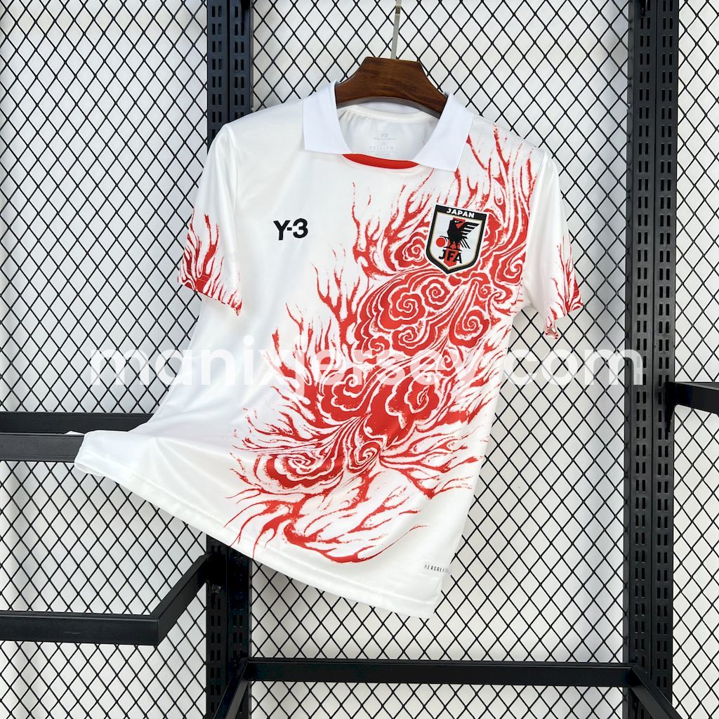 Japan 25-26 Y-3 Red Auspicious Cloud Pattern White Special Jersey - Fans Version - JerseysGala