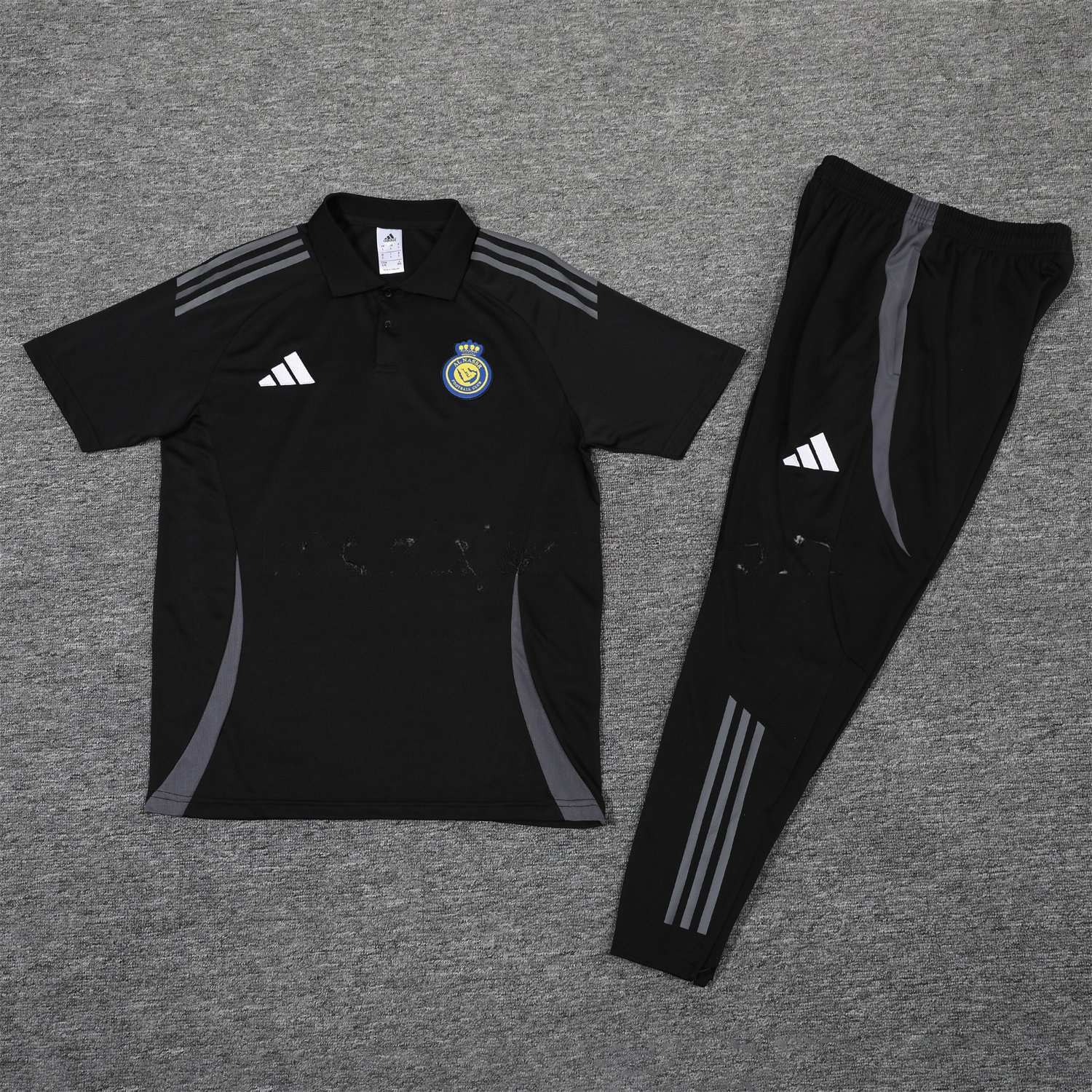 Al Nassr Riyadh Victory 25-26 POLO Short-Sleeve Training Set - Black Top and Pants - JerseysGala