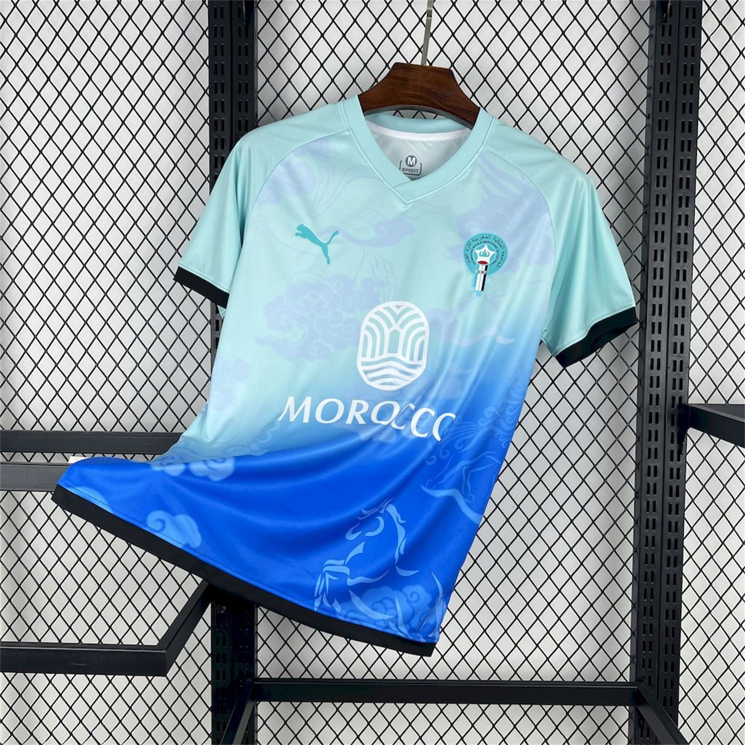 Morocco 25-26 Blue Gradient Auspicious Cloud Pattern Special Jersey - Fans Version - JerseysGala