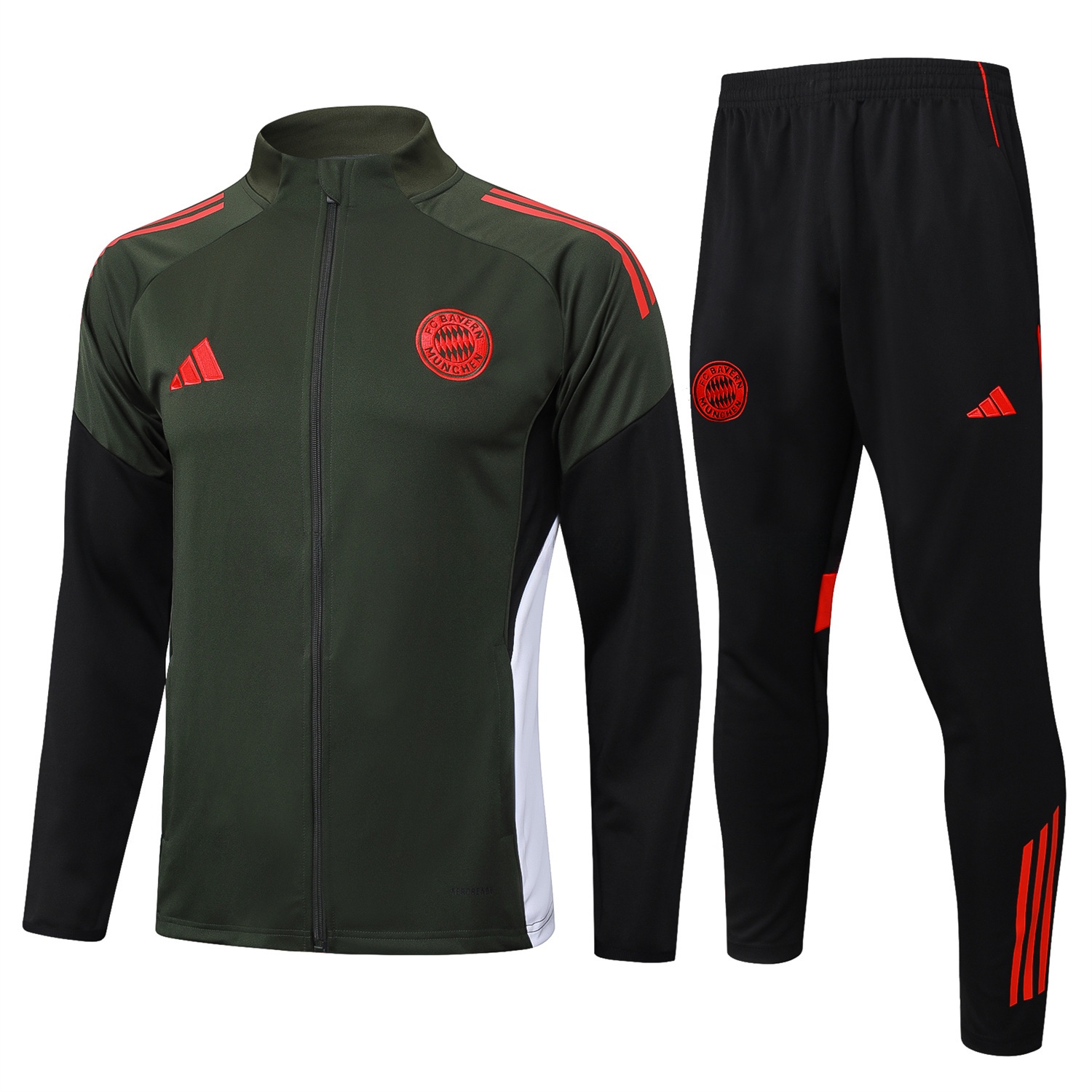 Bayern Munich 25-26 Jacket Training Tracksuit - Army Green Top and Black Pants - JerseysGala