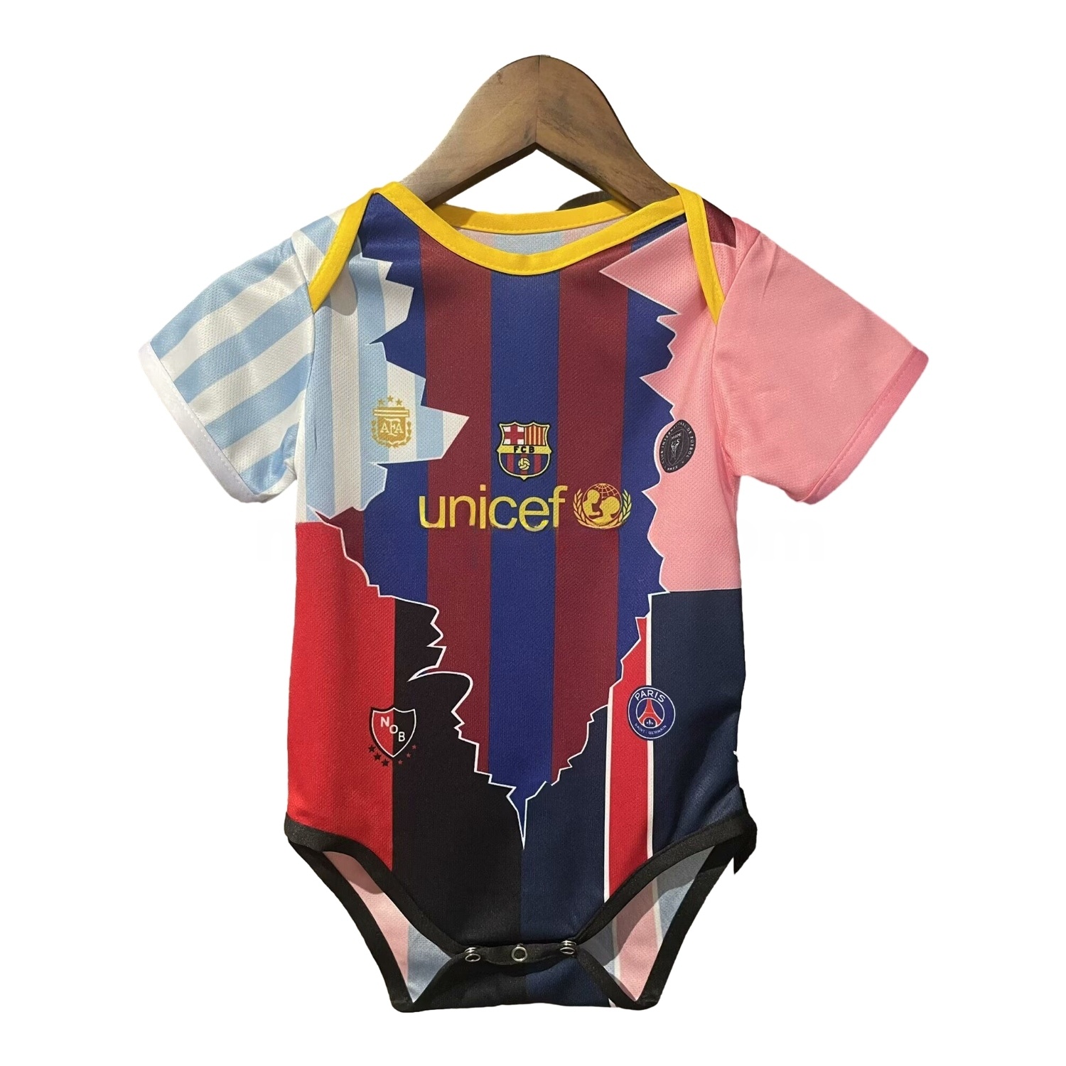 Messi Career Commemorative Baby Crawling Suit - Argentina B.A.R.S.A INT M.A.M Paris Saint-Germain PSG - JerseysGala