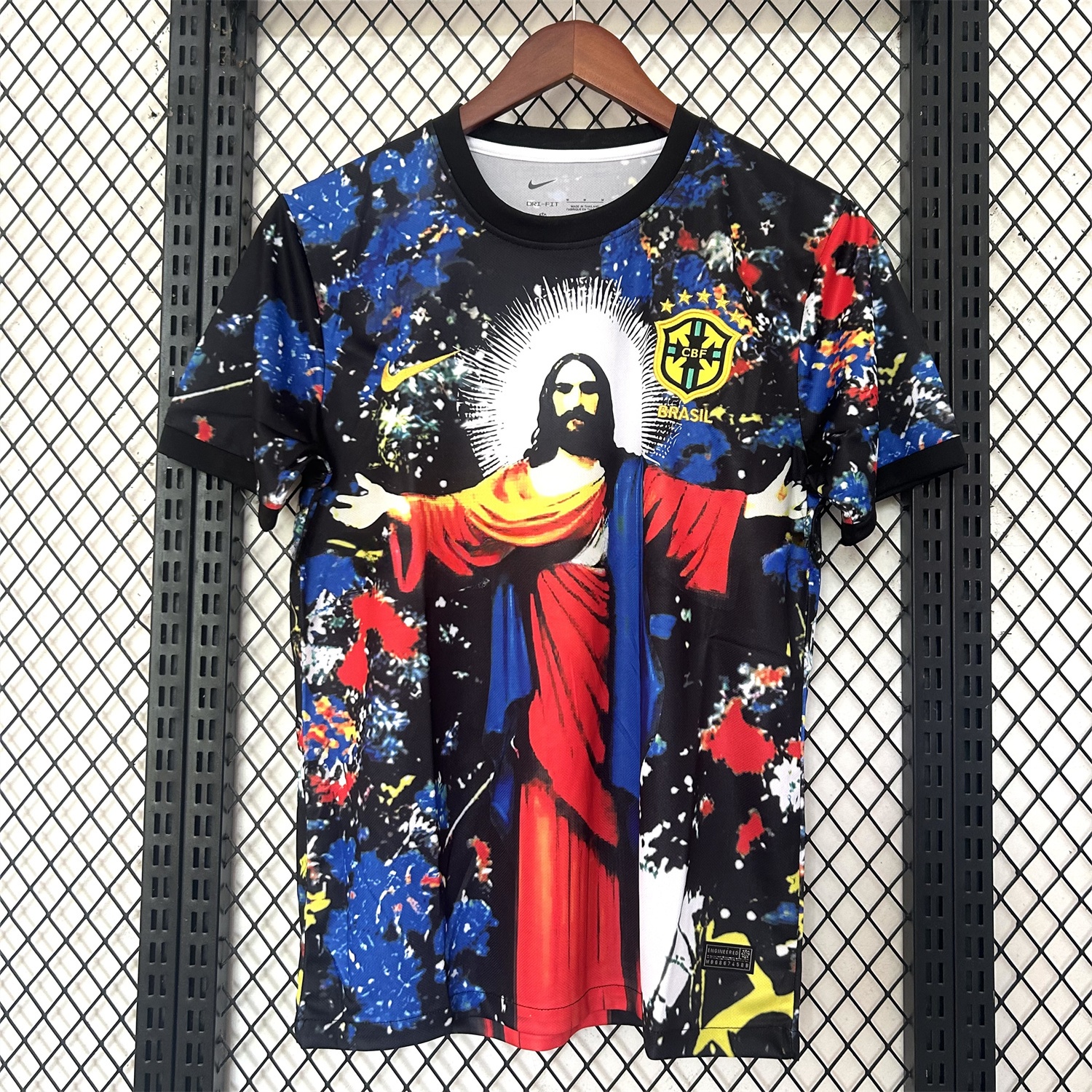 Brazil 25-26 Colorful Jesus Statue Special Colorful Graffiti Jersey - Fans Version - JerseysGala