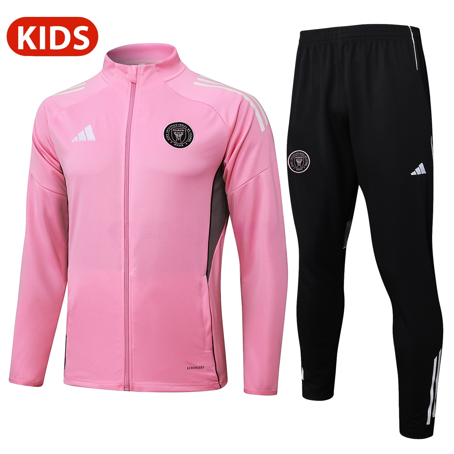 Kids INT M.A.M 25-26 Kids Jacket Training Tracksuit - Pink Top and Black Pants - JerseysGala