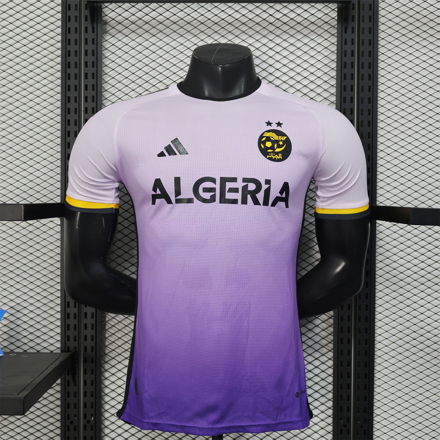 Algeria 25-26 White-purple Gradient Jersey with Black Chest Text - Player Version - JerseysGala