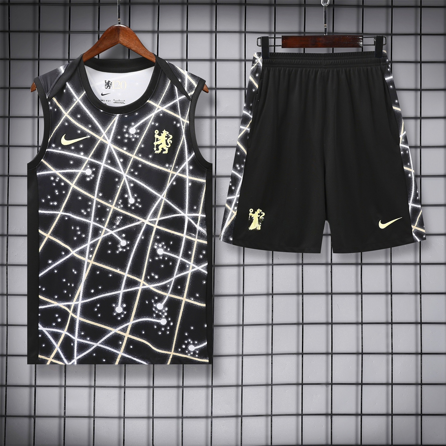 C.H.E.L.S.E.A 25-26 Vest Training Set - Yellow Fluorescent Rays Black Vest & Black Shorts - JerseysGala