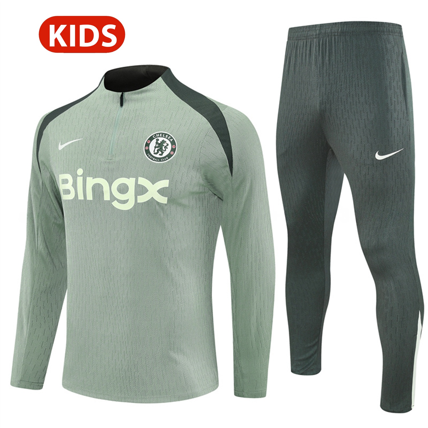 C.H.E.L.S.E.A 25-26 Kids Long Sleeve Training Set - Player Version - Light Green Top and Pants - JerseysGala