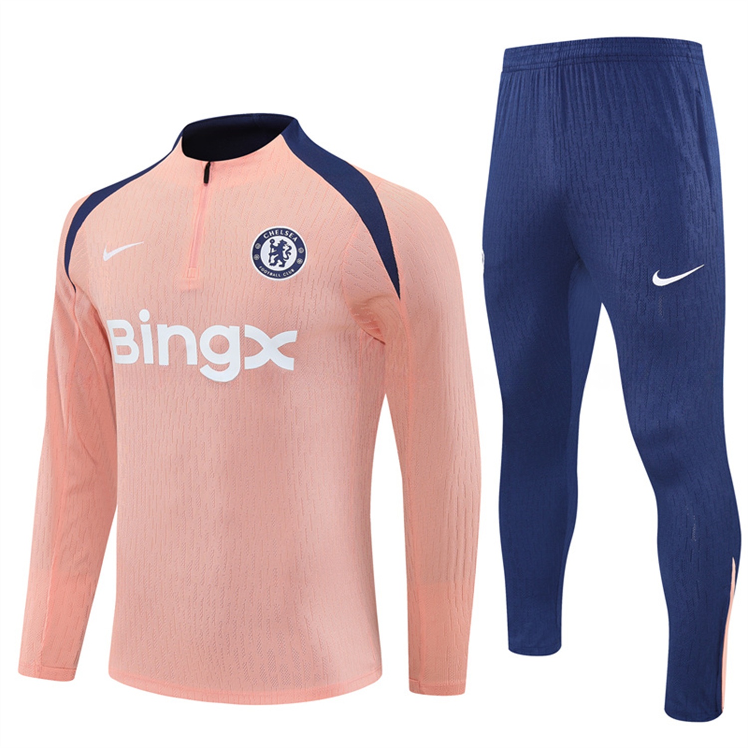 C.H.E.L.S.E.A 25-26 Long Sleeve Training Set - Player Version - Pink Top and Blue Pants - JerseysGala
