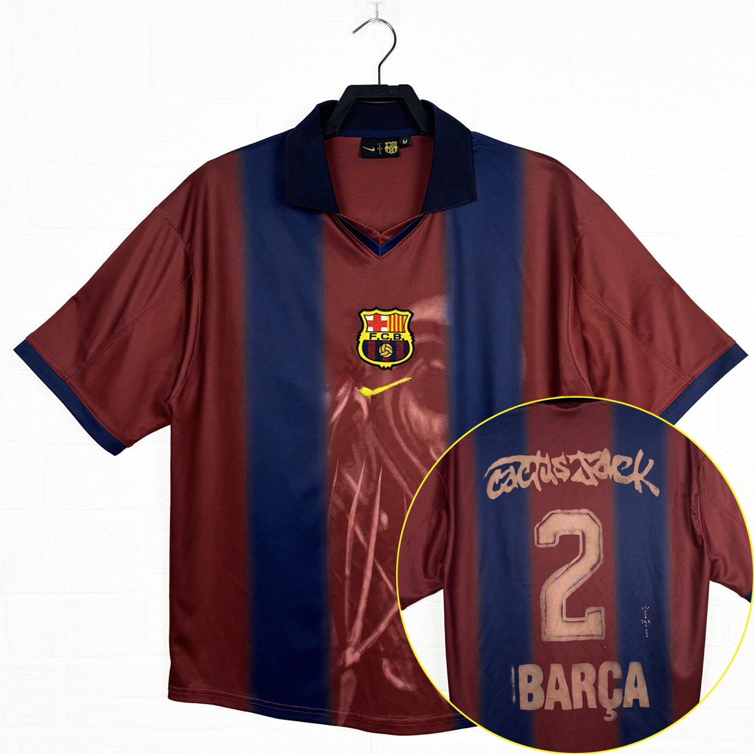 Barcelona x Travis Scott 2000-01 Home Retro Style Skeleton Jersey With Back Printing - Fans Version - JerseysGala