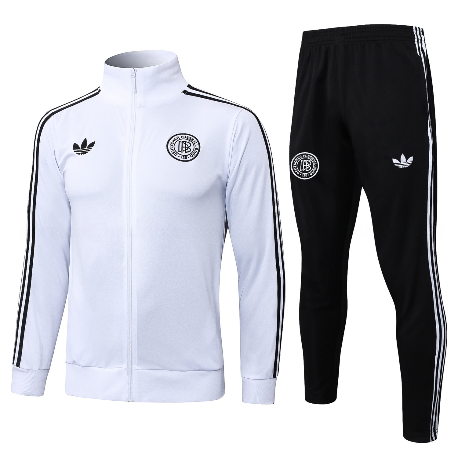 Germany 25-26 125th Anniversary Jacket Training Tracksuit - White Jackets & Black Pants - JerseysGala