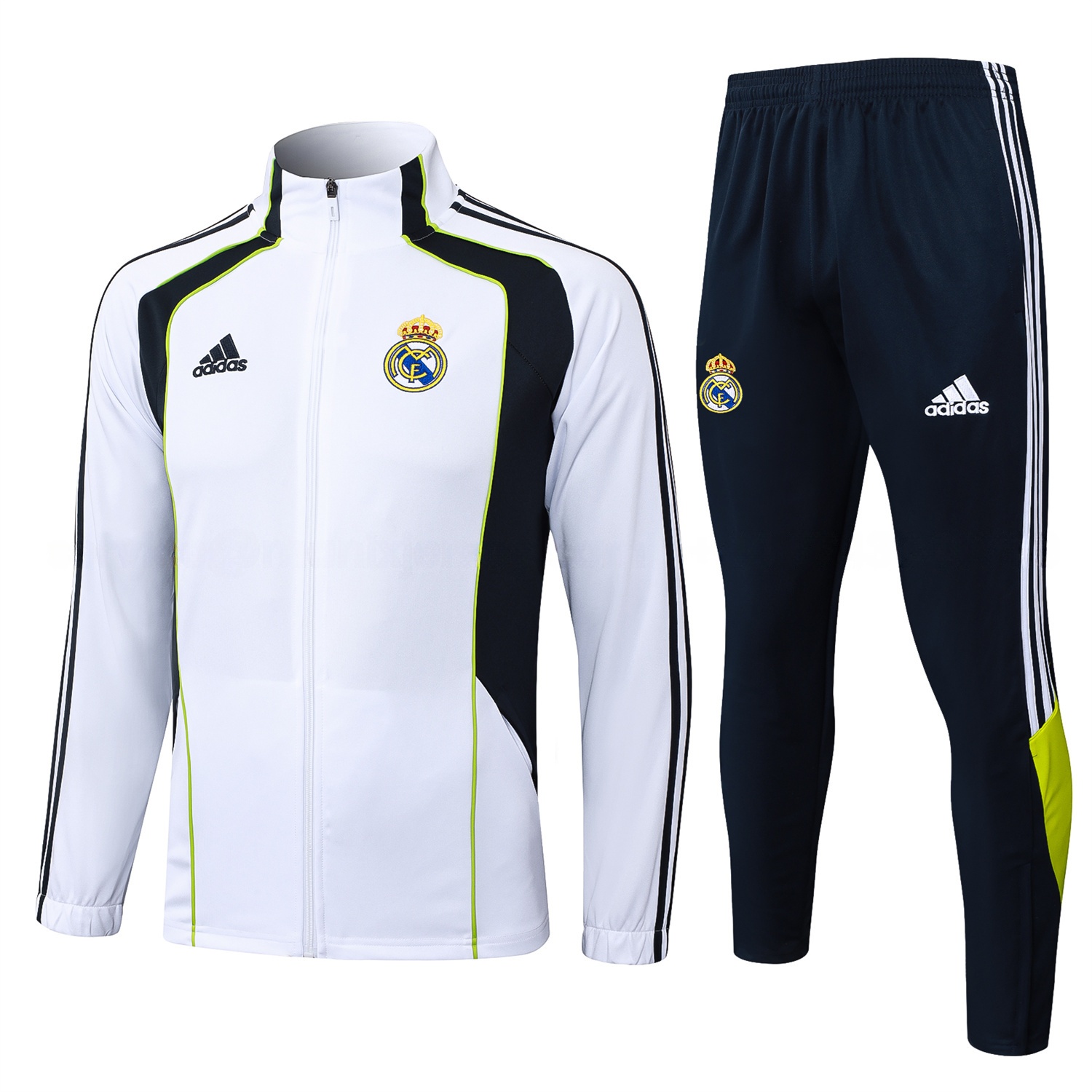 Real Madrid 25-26 Jacket Training Tracksuit - White Throwback Jackets & Black Pants - JerseysGala