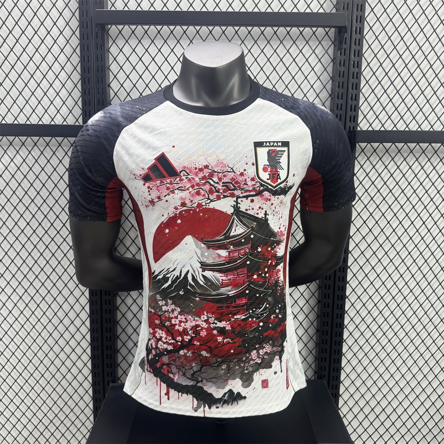 Japan 25-26 Sunset Over Mount Fuji Flowers Floating Over Churei Pagoda Special Jersey - Player Version - JerseysGala
