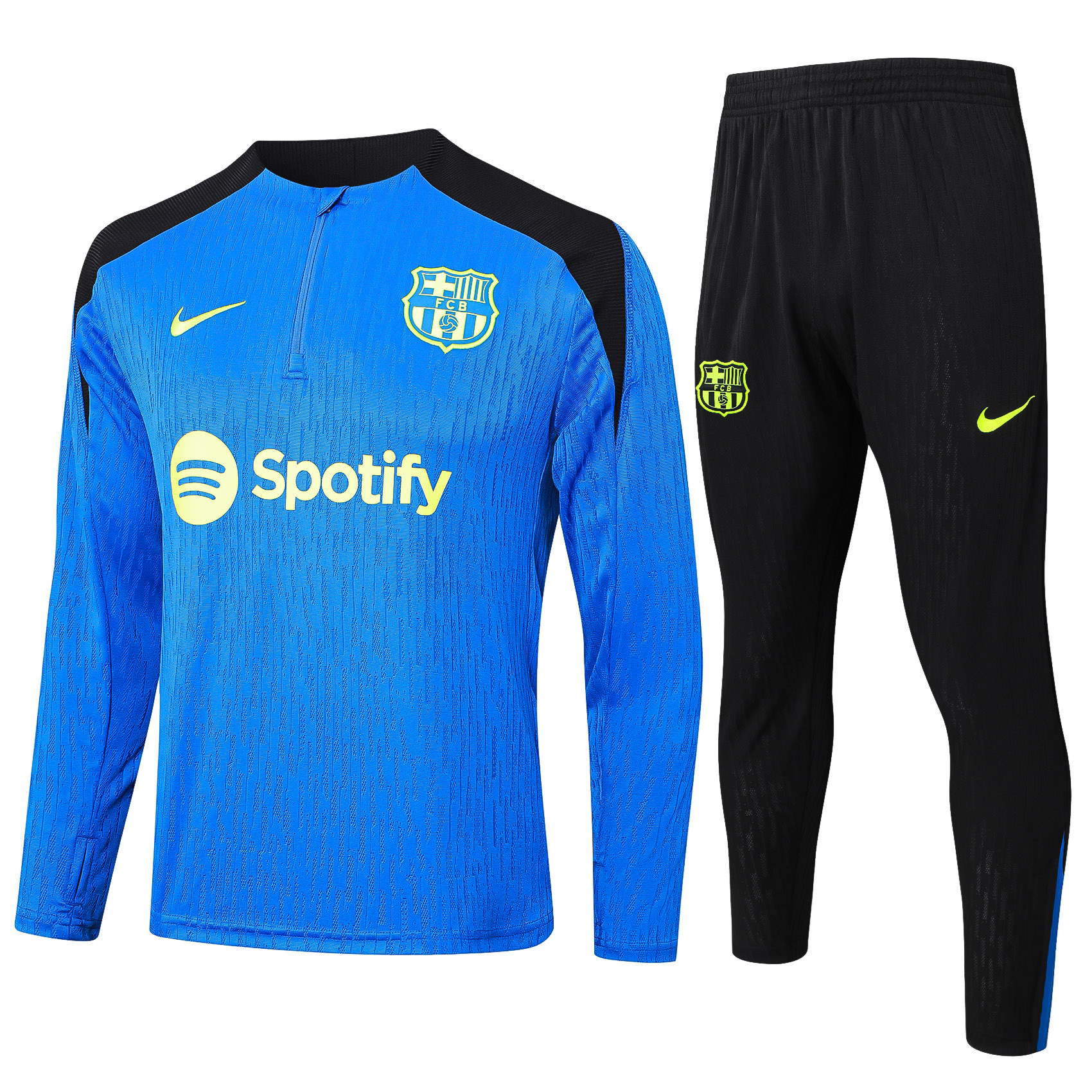 Barcelona 24-25 Long Sleeve Training Set - Player Version - Blue Top and Black Pants - JerseysGala
