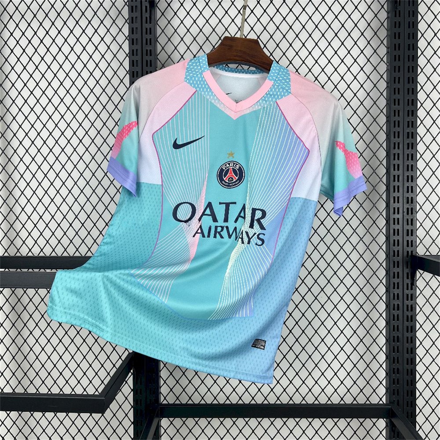 Paris Saint-Germain PSG 25-26 T90 White Lines Light Blue Gradient Special Jersey - Fans Version - JerseysGala