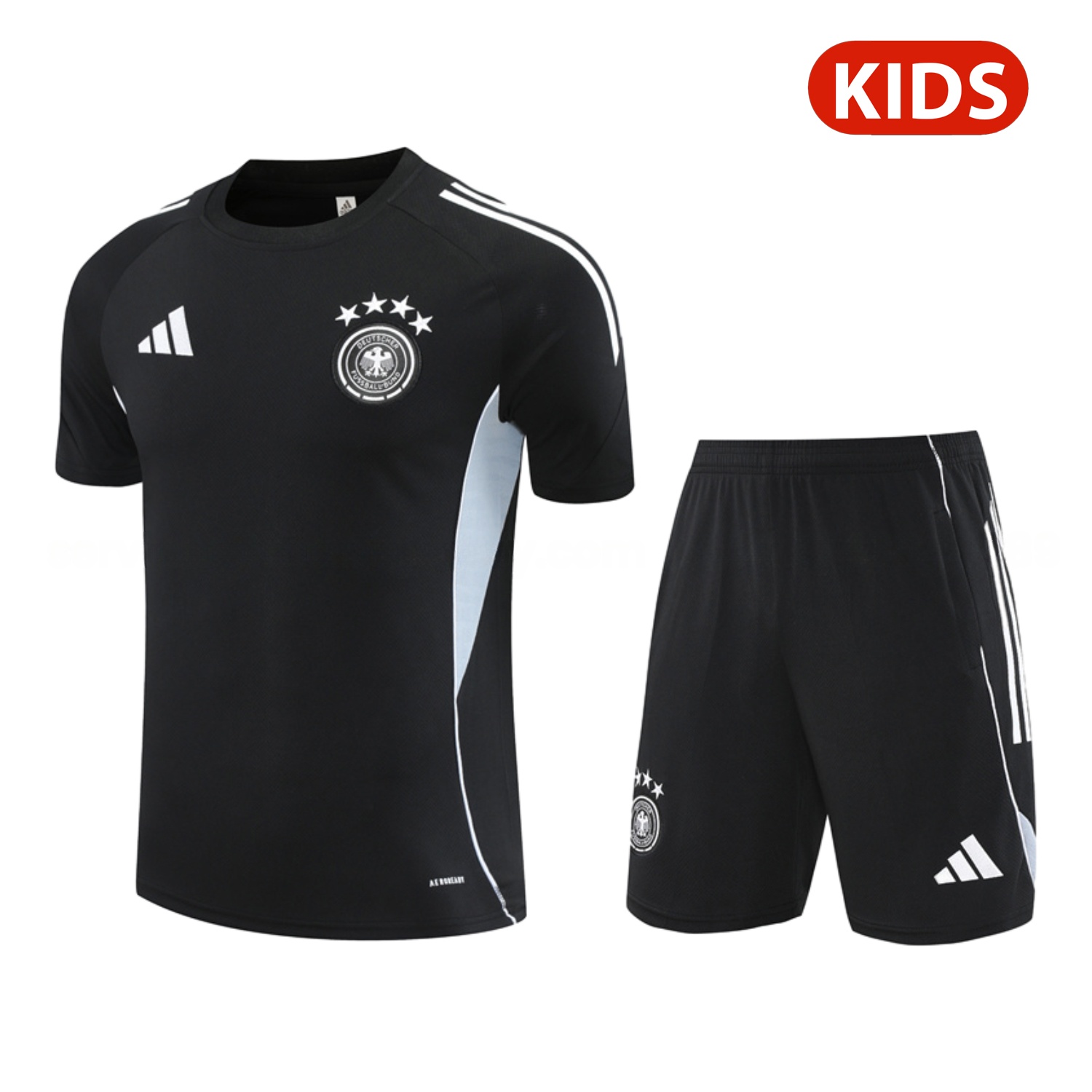 Germany 25-26 Kids Short-Sleeve Training Set - Black Short Sleeve & Black Shorts - JerseysGala
